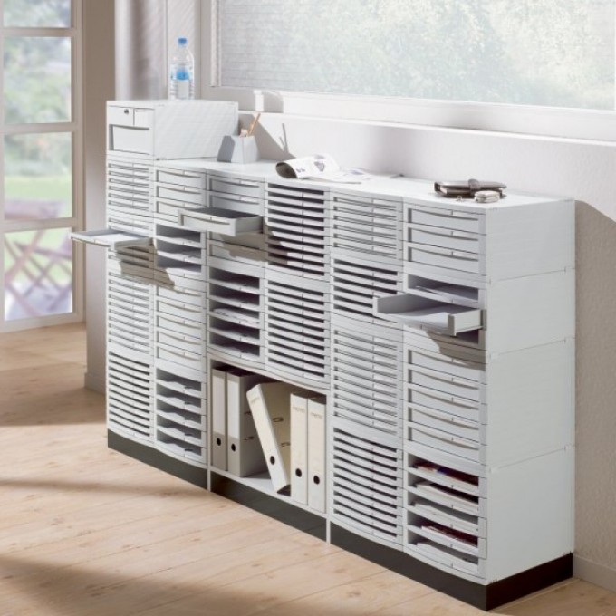 Zestaw 6 szufladek HAN Contur, polistyren, A4+, szary