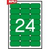 Etykiety kolorowe APLI, 70x37mm, zaokrąglone, zielone, 20 ark.