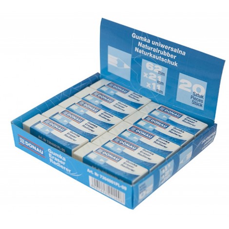 Gumka uniwersalna DONAU, 62x21x11mm, biała