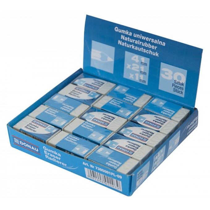 Gumka uniwersalna DONAU, 41x21x11mm, biała