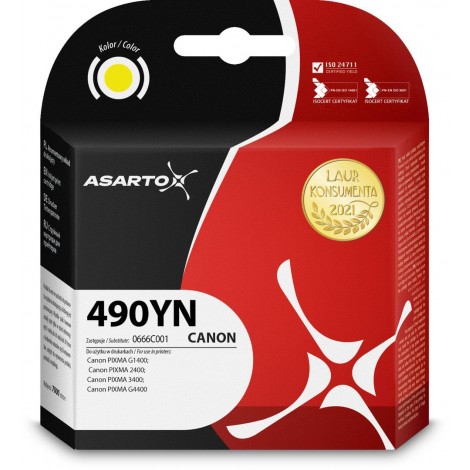 Tusz Asarto do Canon GI-490YN | 0666C001 | 70ml | yellow