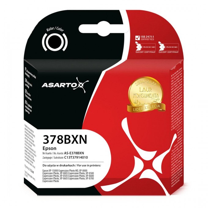 Tusz Asarto do Epson 378XL | C13T37914010 | 500 str. | black