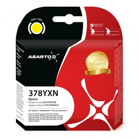 Tusz Asarto do Epson 378XL | C13T37944010 | 830 str. | yellow