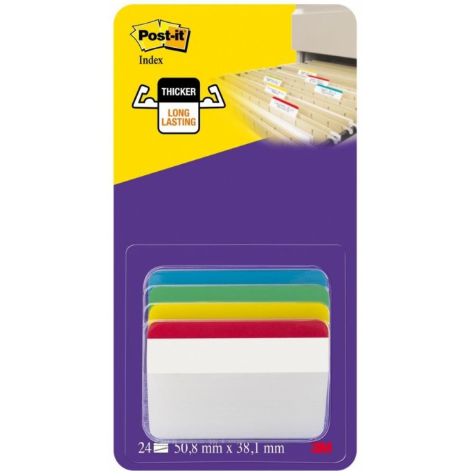 Zakładki indeksujące POST-IT® do archiwizacji (686-A1), PP, wygięte, 50,8x38,1mm, 4x6 kart., mix kolorów