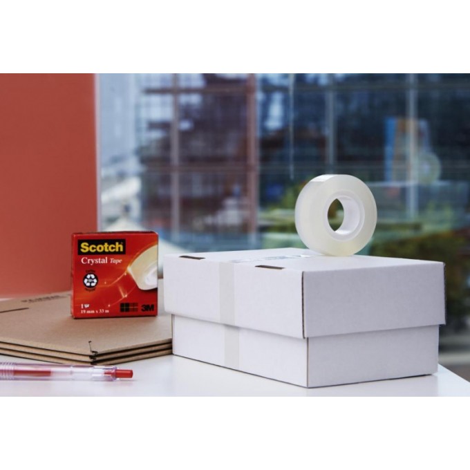 Taśma biurowa SCOTCH® Crystal (6-1933R8), 19mm, 33m, 7szt., 1 rolka GRATIS