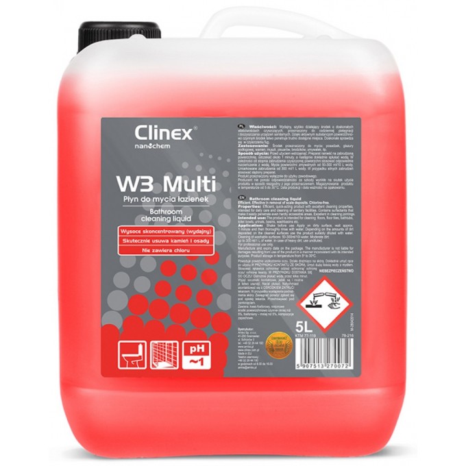 Preparat CLINEX W3 Multi 5L, do mycia sanitariatów i łazienek, skoncentrowany