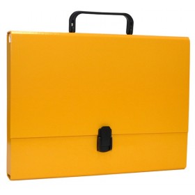 Teczka-pudełko OFFICE PRODUCTS, PP, A4/5cm, z rączką i zamkiem, żółta