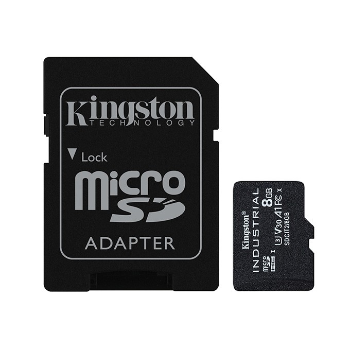 Kingston Karta pamięci Micro Secure Digital Card Industria, 8GB, micro SDHC, SDCIT2/8GB, UHS-I U3 (Class 10), V30, A1, 