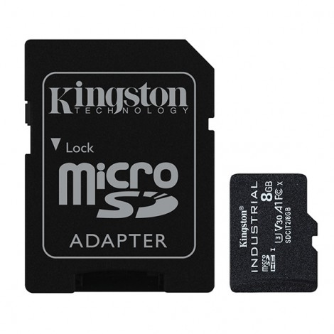 Kingston Karta pamięci Micro Secure Digital Card Industria, 8GB, micro SDHC, SDCIT2/8GB, UHS-I U3 (Class 10), V30, A1, 