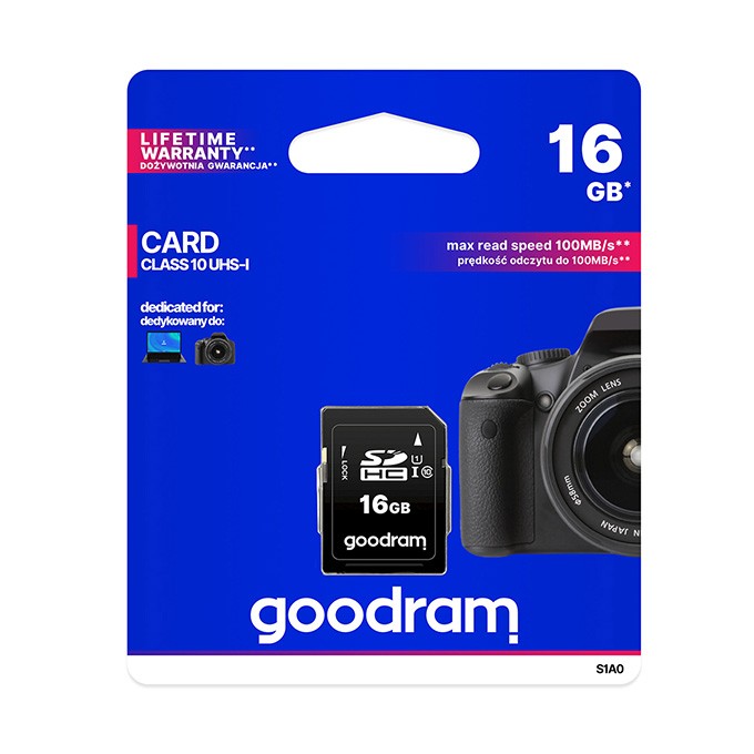 Goodram Karta pamięci Secure Digital Card, 16GB, SDHC, S1A0-0160R12, UHS-I U1 (Class 10)