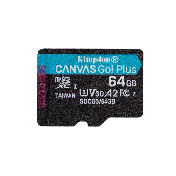 Kingston karta pamięci Canvas Go! Plus, 64GB, micro SDXC, SDCG3/64GBSP, UHS-I U3, A2, V30