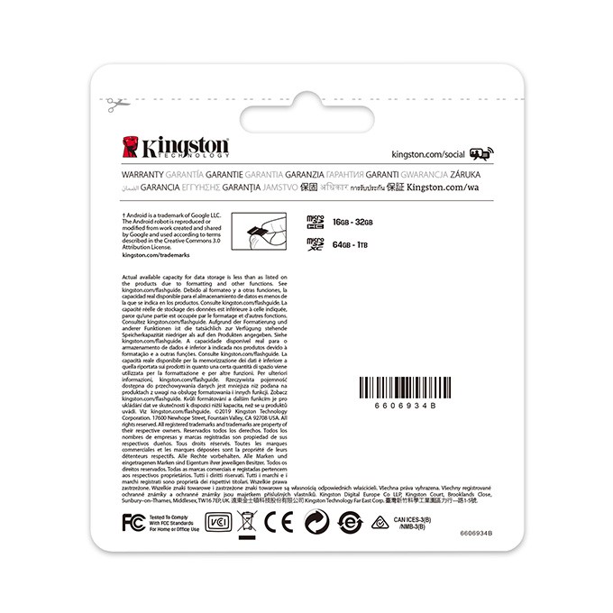 Kingston karta Canvas Select Plus, 64GB, micro SDXC, SDCS2/64GBSP, UHS-I U1 (Class 10), A1