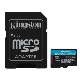 Kingston karta pamięci Canvas Go! Plus, 256GB, micro SDXC, SDCG3/256GB, UHS-I U3, z adapterm, A2, V30