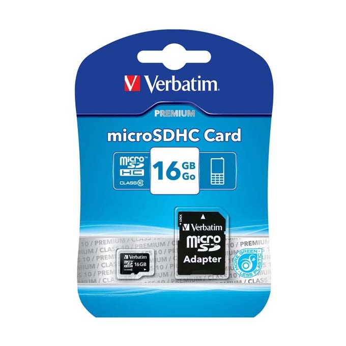 Verbatim Karta  pamięci Micro Secure Digital Card Premium, 16GB, micro SDHC, 44082, UHS-I U1 (Class 10), z adapterm