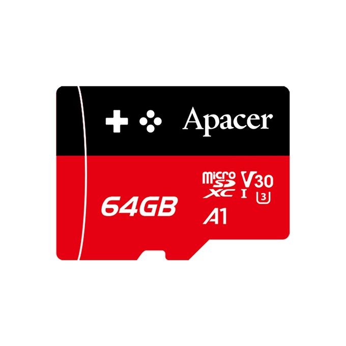 Apacer Gaming card V30 A1, 64GB, micro SDXC, AP64GMCSX10U7-RAGC, UHS-I U3 (Class 10), z adapterm