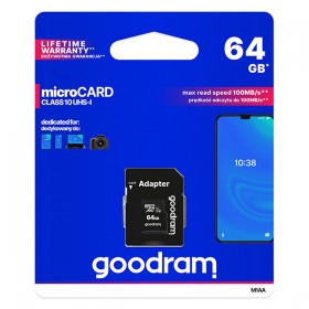 Goodram Karta pamięci Micro Secure Digital Card, 64GB, micro SDXC, M1AA-0640R12, UHS-I U1 (Class 10), z adapterm