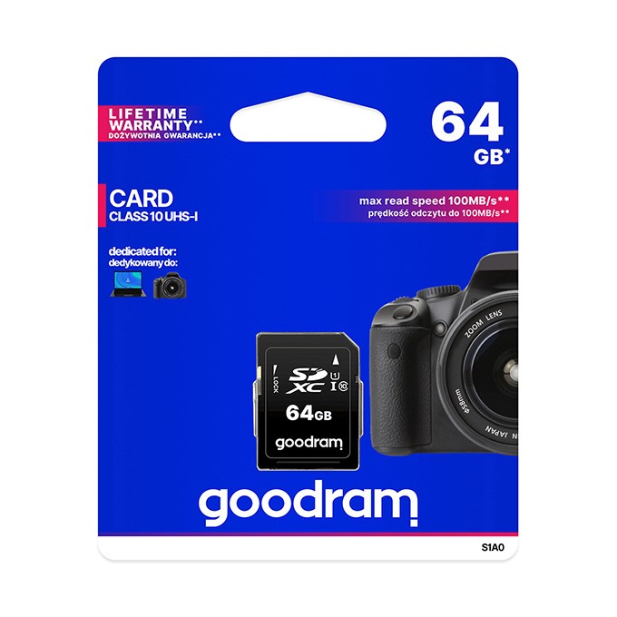Goodram Karta pamięci Secure Digital Card, 64GB, SDXC, S1A0-0640R12, UHS-I U1 (Class 10)