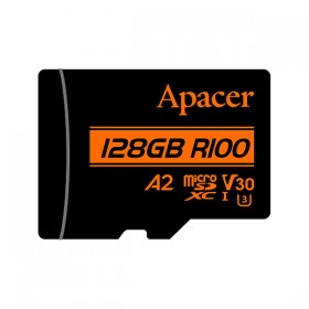 Apacer karta pamięci V30 A2, 128GB, micro SDXC, AP128GMCSX10U8-R, UHS-I U3 (Class 10), z adapterm