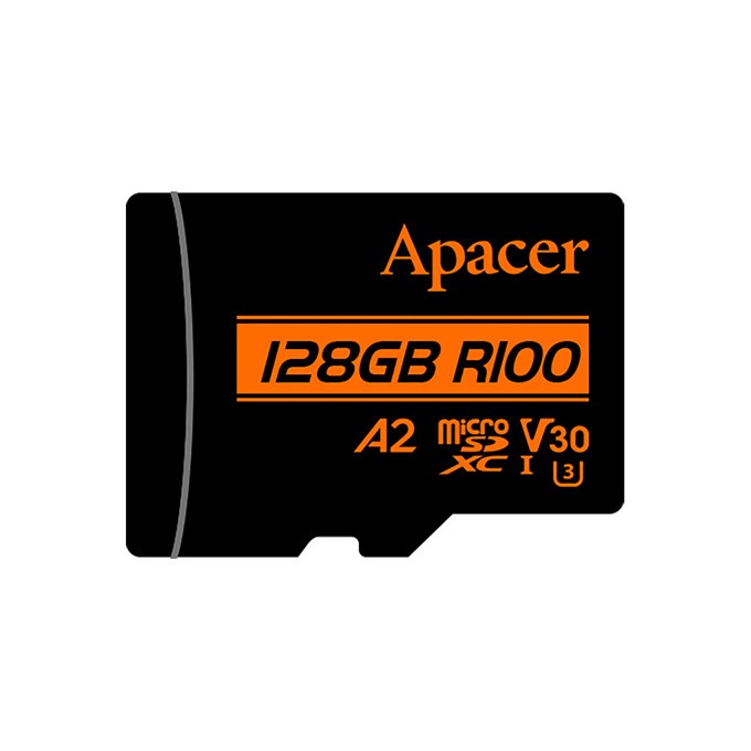 Apacer karta pamięci V30 A2, 128GB, micro SDXC, AP128GMCSX10U8-R, UHS-I U3 (Class 10), z adapterm