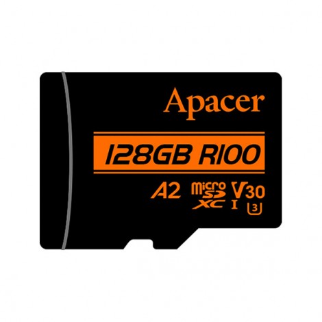 Apacer karta pamięci V30 A2, 128GB, micro SDXC, AP128GMCSX10U8-R, UHS-I U3 (Class 10), z adapterm