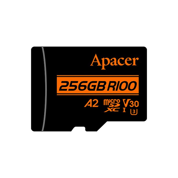 Apacer karta pamięci V30 A2, 256GB, micro SDXC, AP256GMCSX10U8-R, UHS-I U3 (Class 10), z adapterm