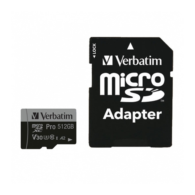 Verbatim karta MicroSD, 512GB, micro SDXC, 47046, UHS 3 (U3), z adapterm