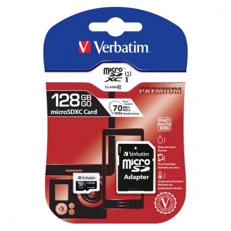 Verbatim Karta  pamięci Micro Secure Digital Card Premium, 128GB, micro SDXC, 44085, UHS-I U1 (Class 10), z adapterm
