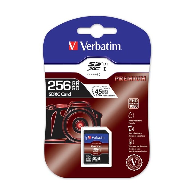 Verbatim Karta pamięci Secure Digital Card Premium U1, 256GB, SDXC, 44026, UHS-I U1 (Class 10)