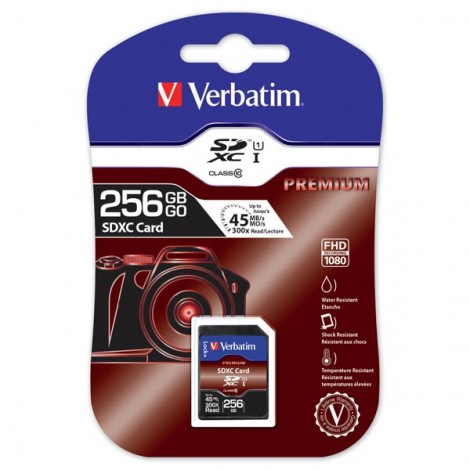 Verbatim Karta pamięci Secure Digital Card Premium U1, 256GB, SDXC, 44026, UHS-I U1 (Class 10)