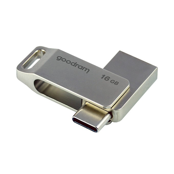 Goodram USB flash disk, USB 3.0, 16GB, ODA3, srebrny, ODA3-0160S0R11, USB A / USB C, z obrotową osłoną
