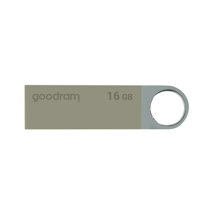Goodram USB flash disk, USB 2.0, 16GB, UUN2, srebrny, UUN2-0160S0R11, USB A, z oczkiem na brelok
