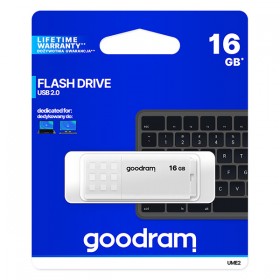 Goodram USB flash disk, USB 2.0, 16GB, UME2, biały, UME2-0160W0R11, USB A, z osłoną
