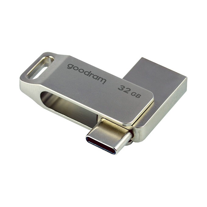 Goodram USB flash disk, USB 3.0, 32GB, ODA3, srebrny, ODA3-0320S0R11, USB A / USB C, z obrotową osłoną