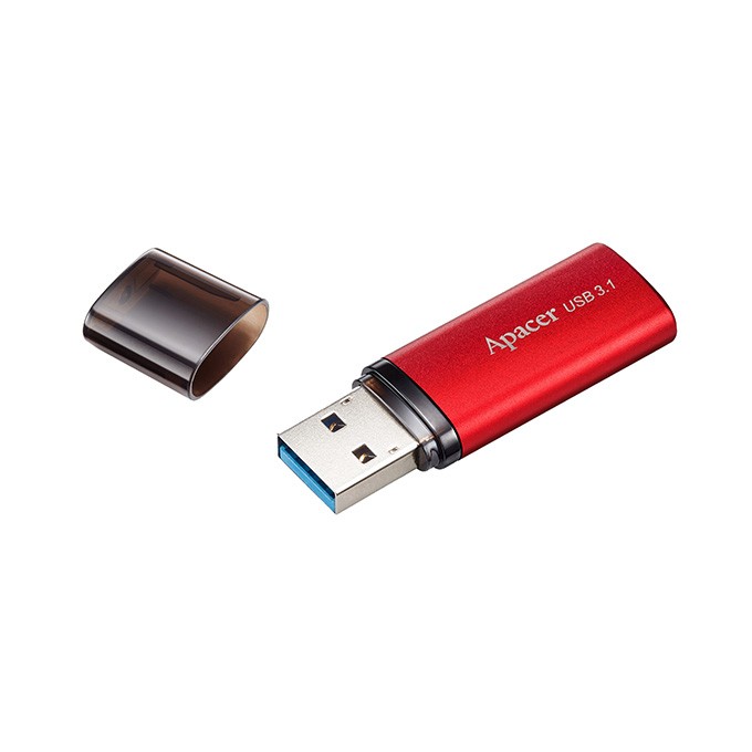 Apacer USB flash disk, USB 3.0, 64GB, AH25B, czerwony, AP64GAH25BR-1, USB A, z osłoną