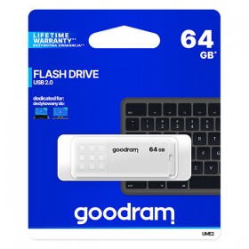 Goodram USB flash disk, USB 2.0, 64GB, UME2, biały, UME2-0640W0R11, USB A, z osłoną