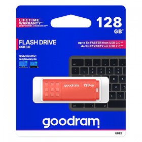 Goodram USB flash disk, USB 3.0, 128GB, UME3, pomarańczowy, UME3-1280O0R11, USB A, z osłoną