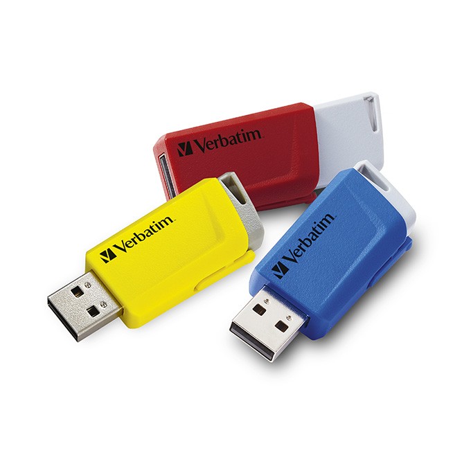 Verbatim USB flash disk, USB 3.0, 16GB, Store N Click, mix kolorów, 49306, USB A, z wysuwanym złączem. 3 szt