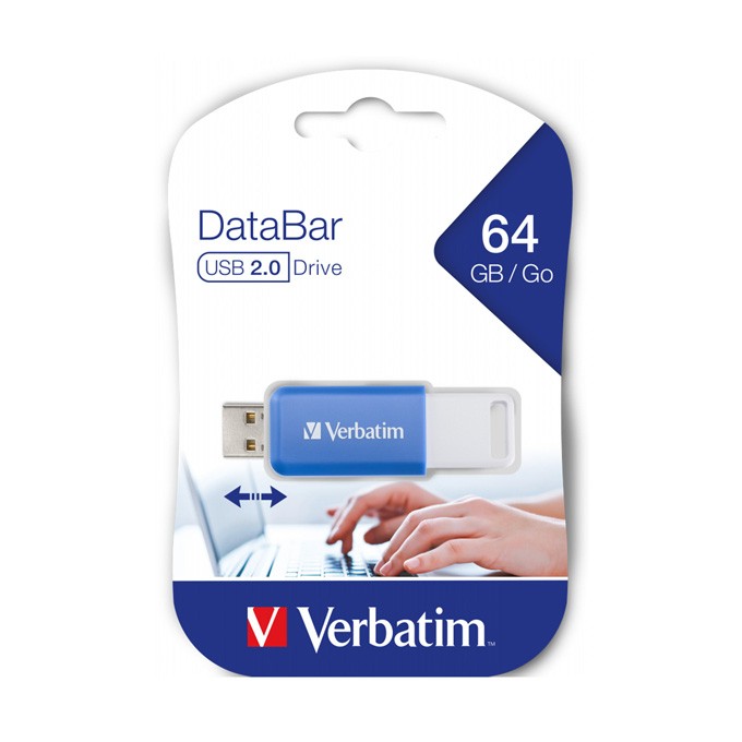 Verbatim USB flash disk, USB 2.0, 64GB, DataBar, niebieski, 49455, do archiwizacji danych