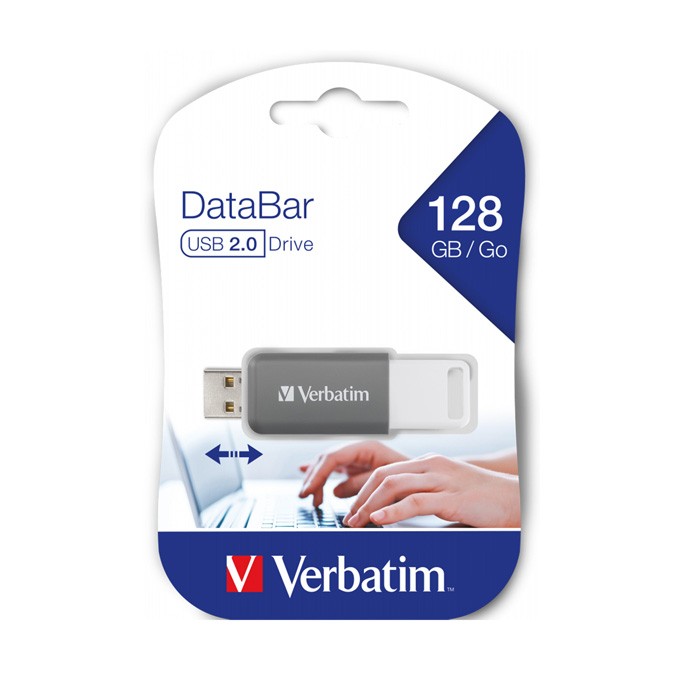Verbatim USB flash disk, USB 2.0, 128GB, DataBar, szary, 49456, do archiwizacji danych