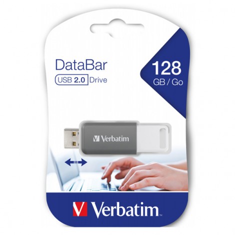 Verbatim USB flash disk, USB 2.0, 128GB, DataBar, szary, 49456, do archiwizacji danych