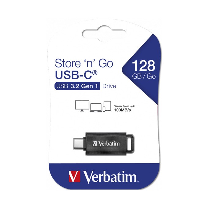 Verbatim USB flash disk, USB-C, 128GB, Store ,n, Go USB-C, czarny, 49459, do archiwizacji danych