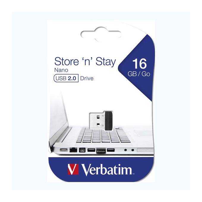 Verbatim USB flash disk, USB 2.0, 16GB, Nano, Store N Stay, czarny, 97464, USB A