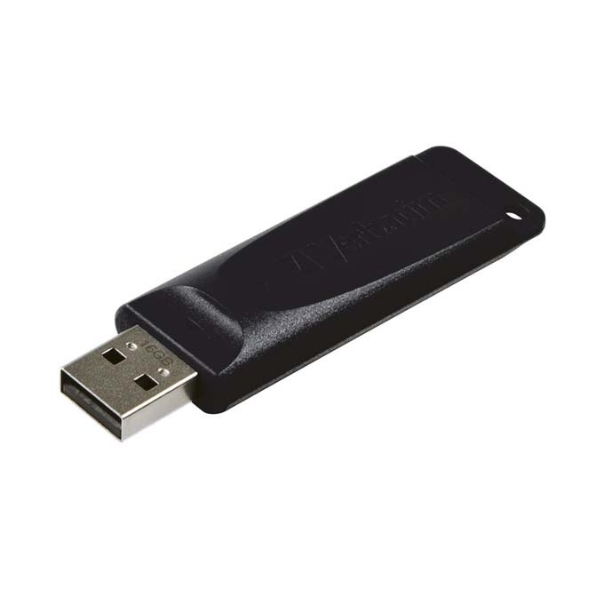 Verbatim USB flash disk, USB 2.0, 16GB, Slider, Store N Go, czarny, 98696, USB A, z wysuwanym złączem