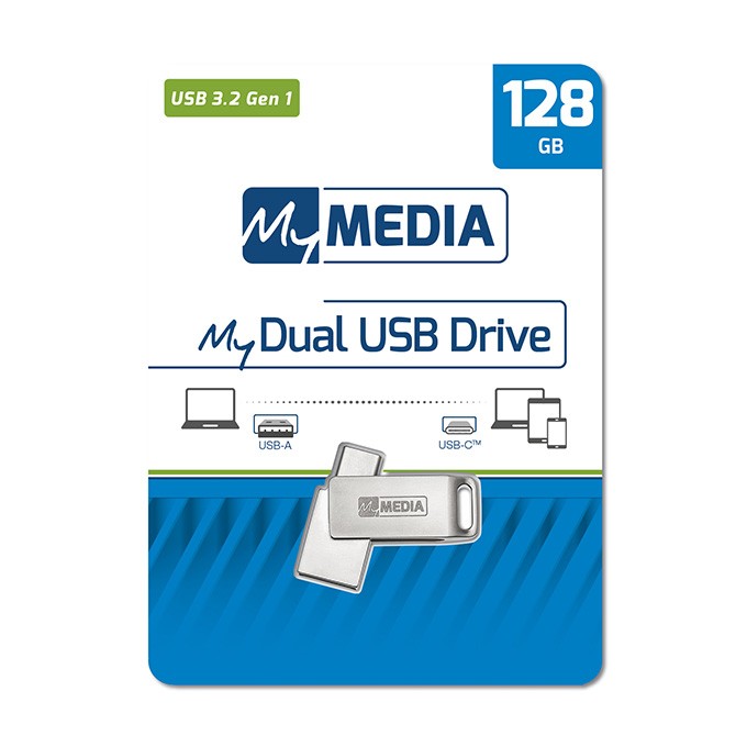 MyMedia MyDual USB 3.2 Gen 1, USB 3.2 Gen 1, 32GB, 69269, srebrny, 69269, USB A / USB C, z obrotową osłoną