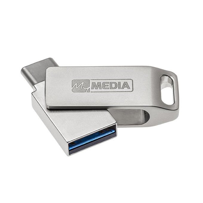MyMedia MyDual USB 3.2 Gen 1, USB 3.2 Gen 1, 128GB, 69271, srebrny, 69271, USB A / USB C, z obrotową osłoną