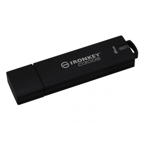 Kingston USB flash disk, USB 3.0, 8GB, IronKey D300S, czarny, IKD300S/8GB, USB A, szyfrowanie XTS-AES 256-bit