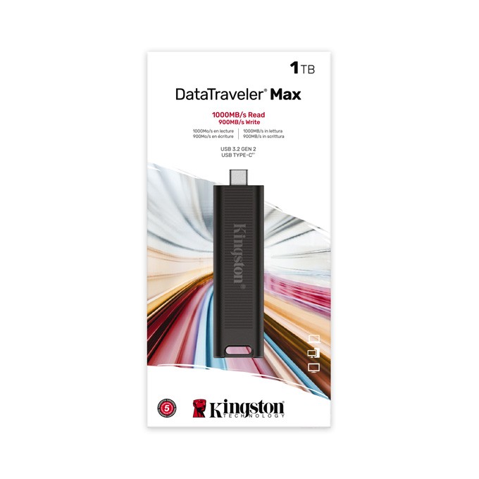 Kingston USB flash disk, USB 3.0, 1000GB, 1TB, DataTraveler Max, czarny, DTMAX/1TB, USB C