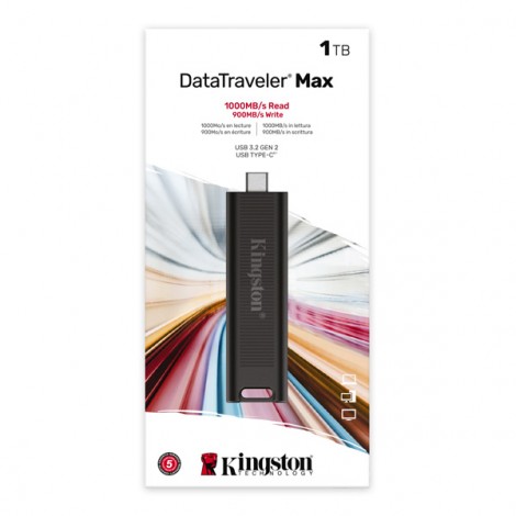 Kingston USB flash disk, USB 3.0, 1000GB, 1TB, DataTraveler Max, czarny, DTMAX/1TB, USB C