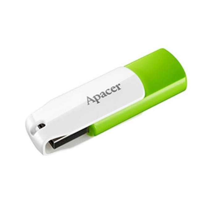 Apacer USB flash disk, USB 2.0, 32GB, AH335, zielony, AP32GAH335G-1, USB A, z obrotową osłoną