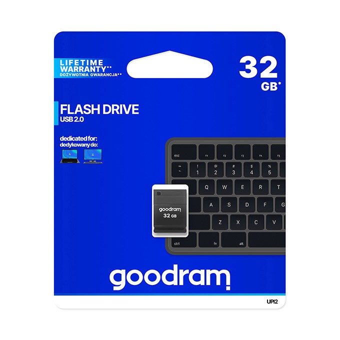 Goodram USB flash disk, USB 2.0, 32GB, UPI2, czarny, UPI2-0320K0R11, USB A, z osłoną